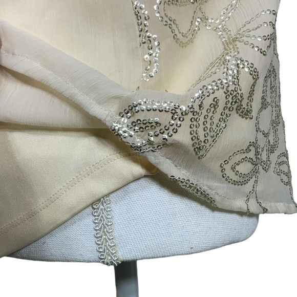 LC Lauren Tank Top Scoop Neck Sparkling Sequined Embellished Cream Blush Tank S - Picture 13 of 16